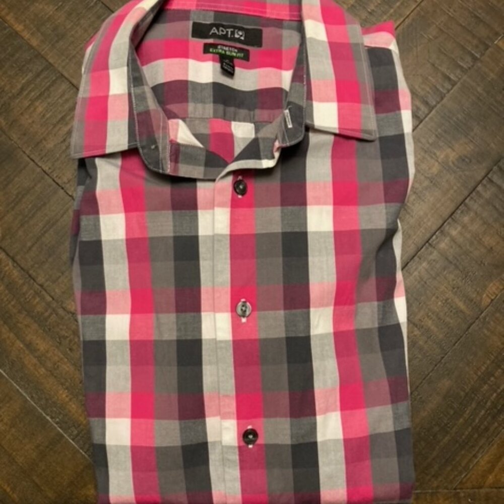 Men Apt. 9 Plaid Shirt Stretch Slim Fit - Picture 5 of 5
